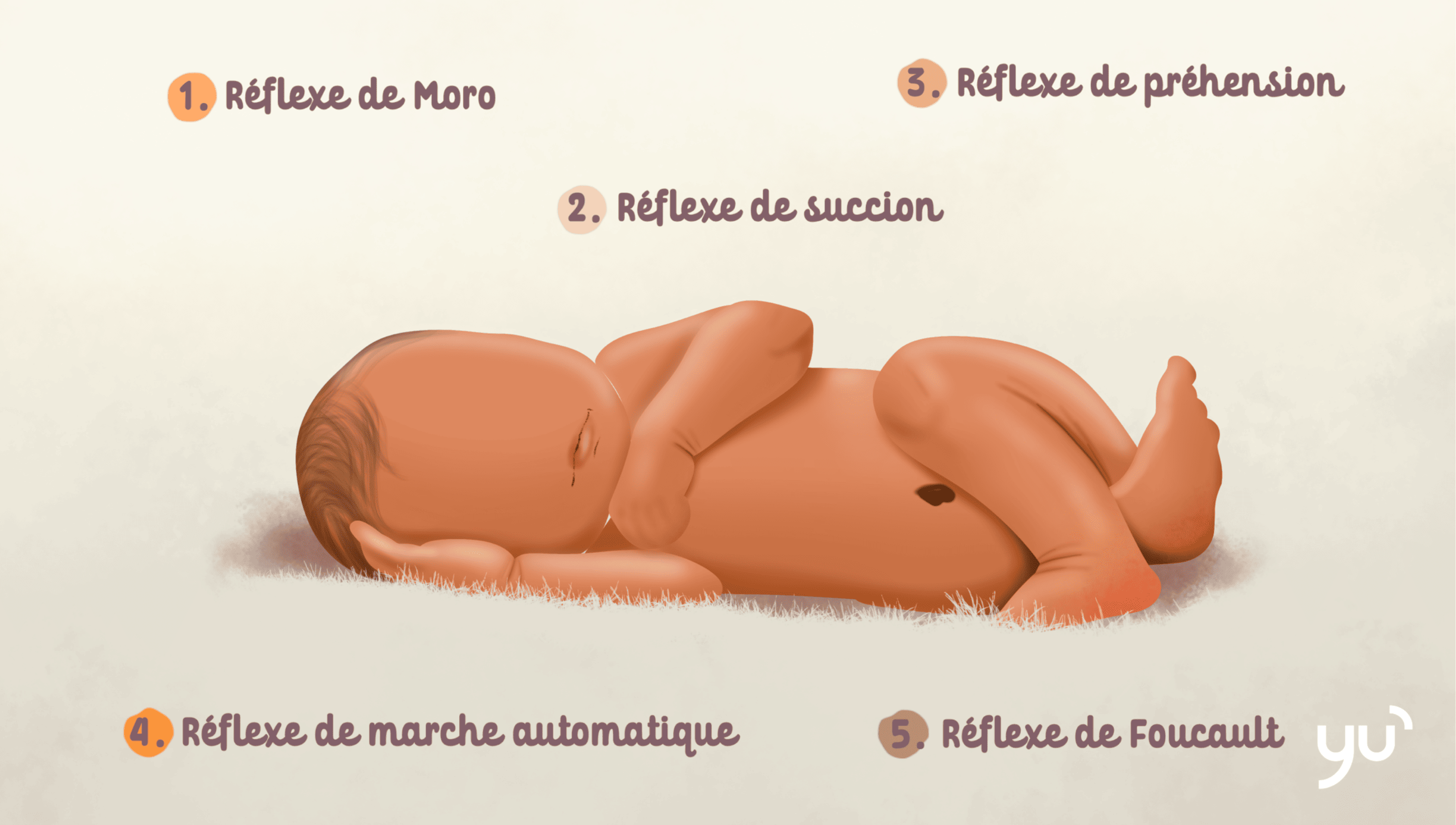 Exploration des 5 réflexes archaïques du nouveau-né